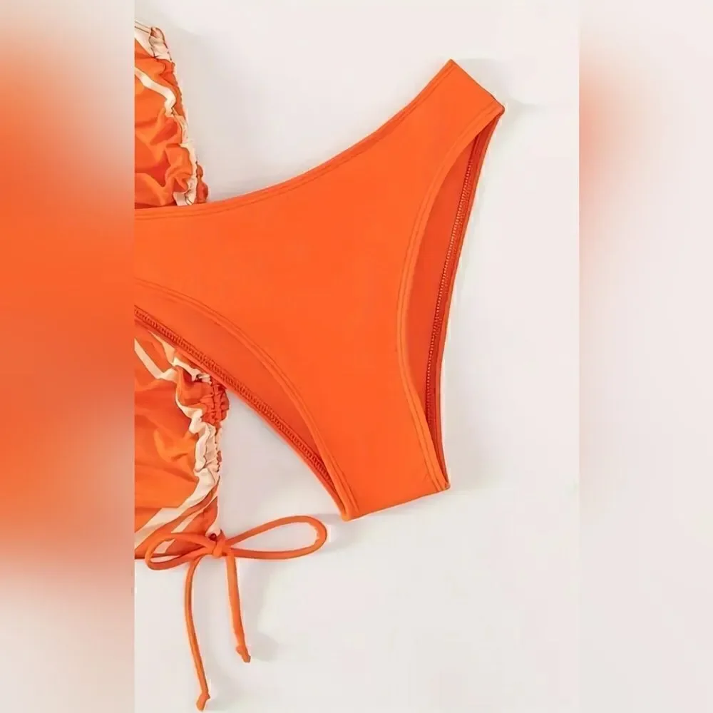 Ring Wavy Striped Print 2 piece swimsuit size XL ( size 12 )
